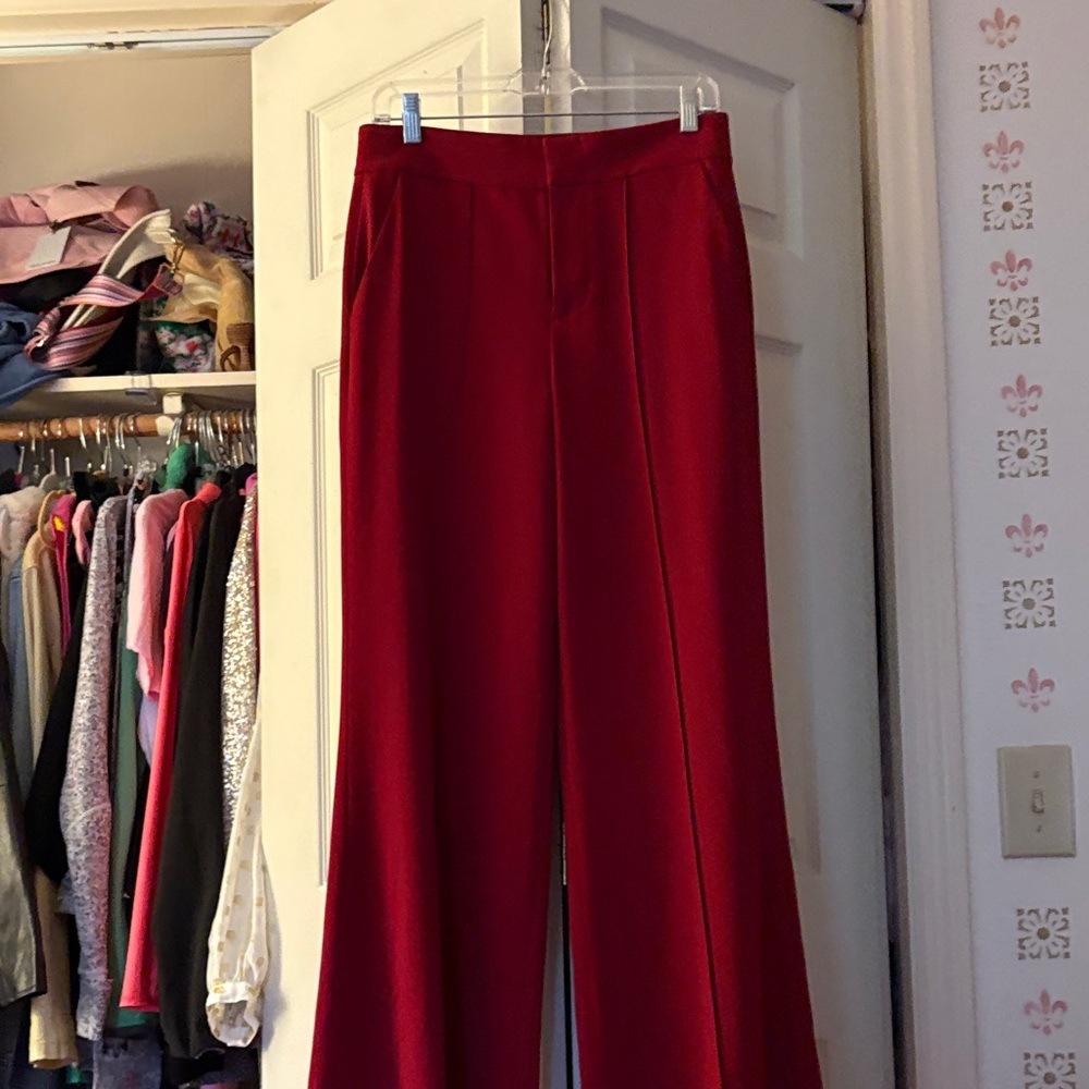 Alice + Olivia Vibrant Red Wide Leg Pants